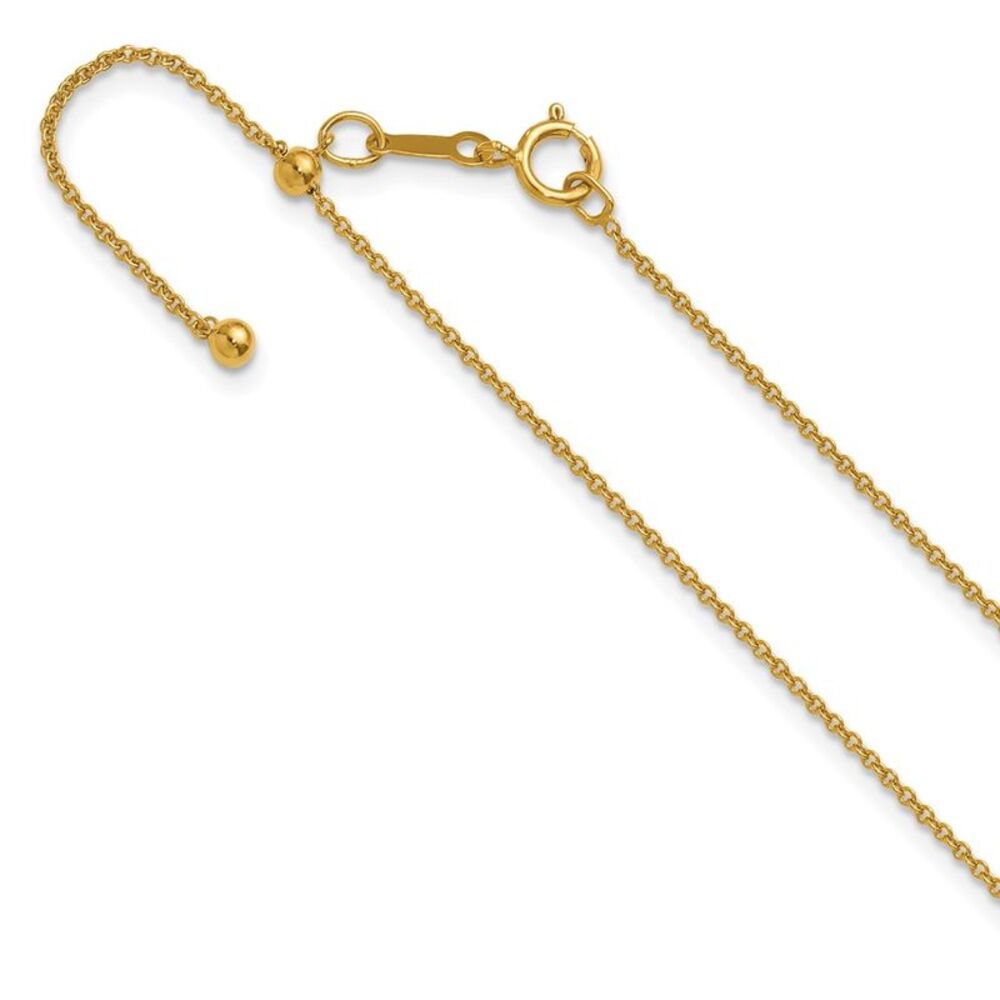 1/20 14K Gold Filled 1.2mm Adj. Hollow Cable Chain Necklace, 22 inch